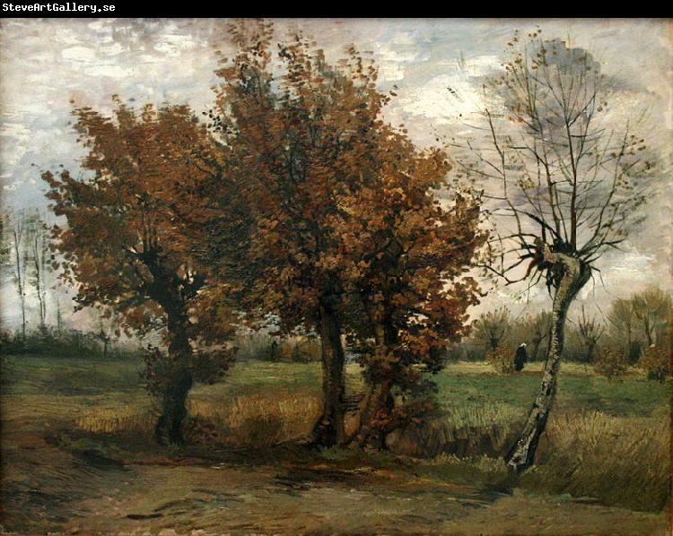 Vincent Van Gogh Autumn landscape with four trees